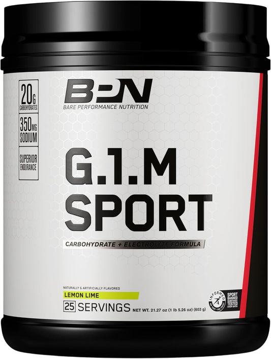 BPN G.1.M Sport Endurance Training Fuel - Lemon Lime, Carbohydrate & Electrolyte Formula, Reduce Fatigue, 25 Servings