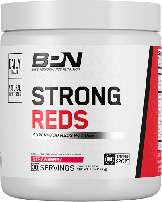 BPN Strong Reds Superfood Powder with Digestive Enzymes and Antioxidants for Improved Natural Energy - 30 Servings - Strawberry Flavor