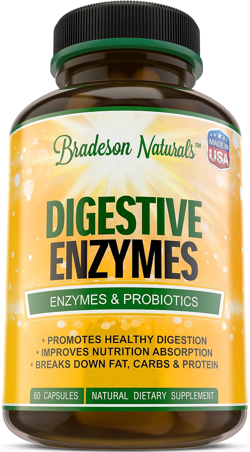 Bradeson Naturals Digestive Enzymes with Probiotics - Natural Dietary Supplement (60 Capsules)