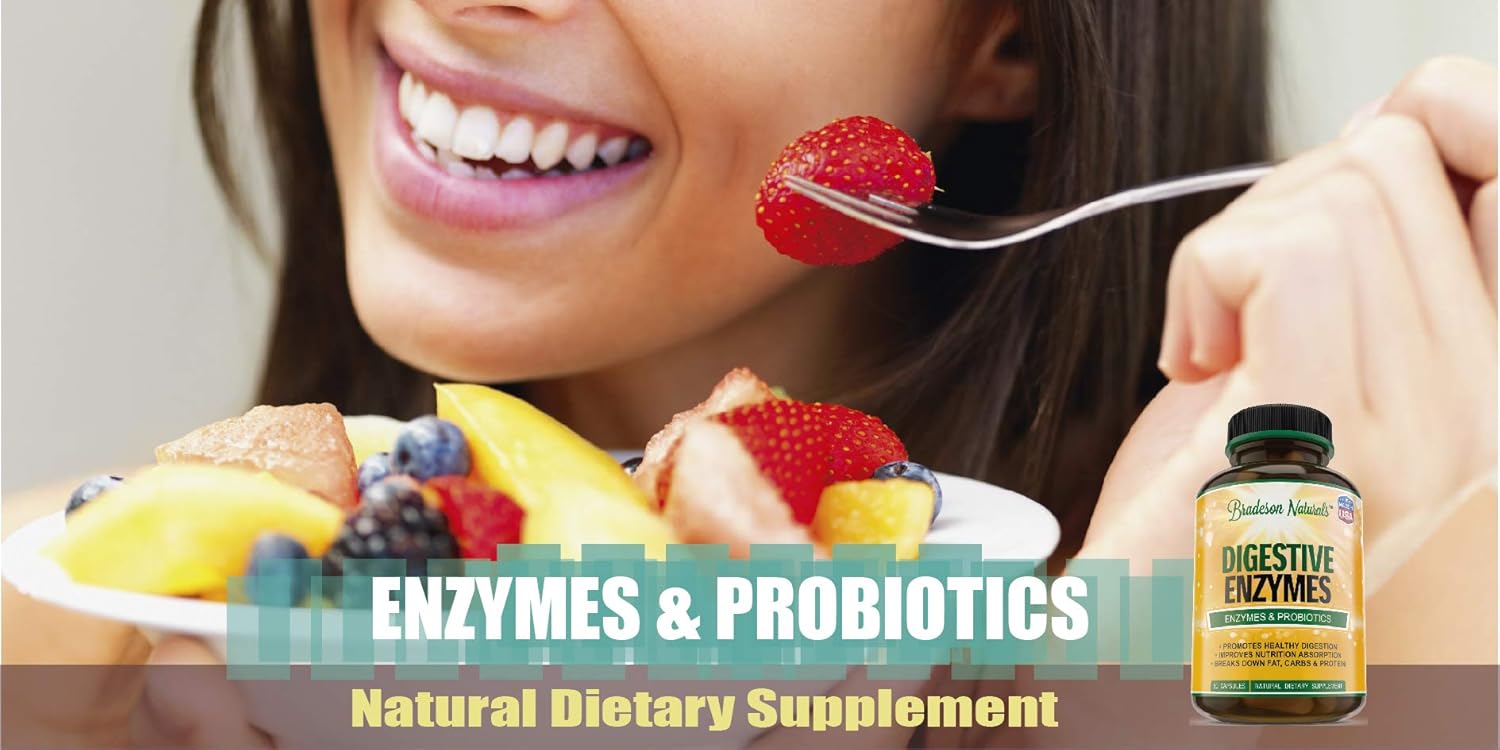 Bradeson Naturals Digestive Enzymes with Probiotics - Natural Dietary Supplement (60 Capsules)