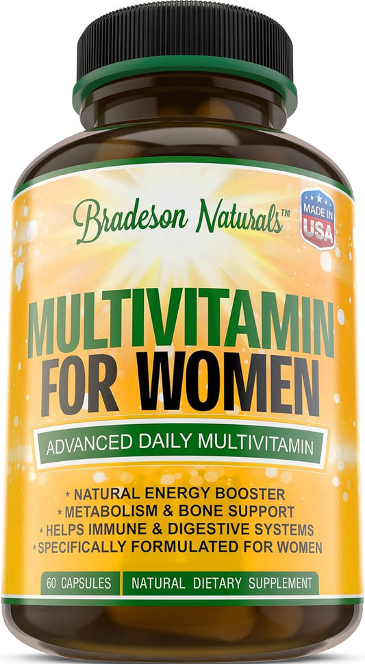 Bradeson Naturals Women's Multivitamin Supplement - Immune & Female Support, Antioxidants, Natural Energizers - Non-GMO, Gluten Free - 60 Capsules