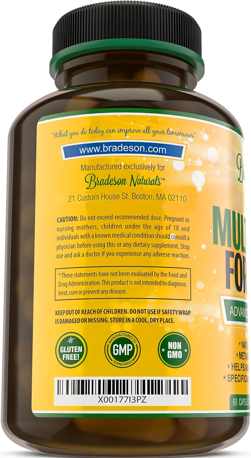 Bradeson Naturals Women's Multivitamin Supplement - Immune & Female Support, Antioxidants, Natural Energizers - Non-GMO, Gluten Free - 60 Capsules