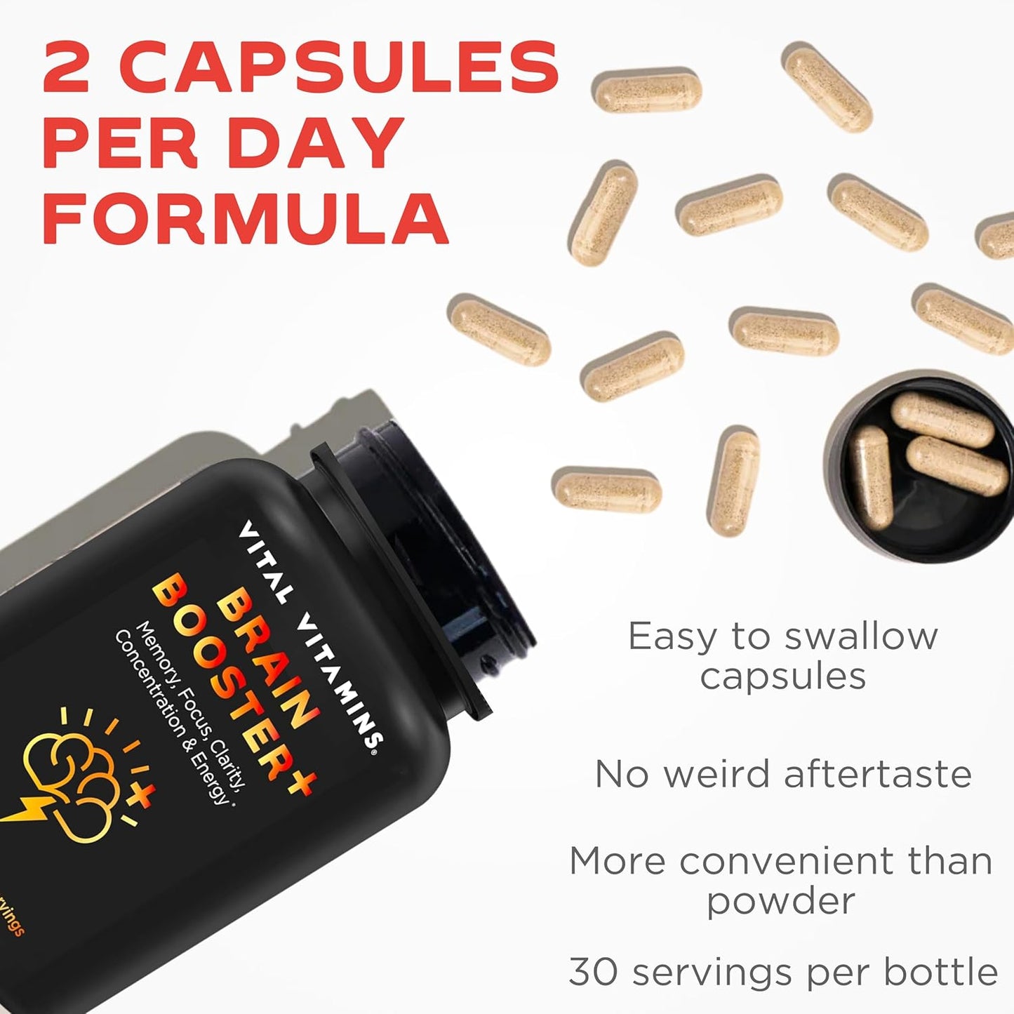 Brain Booster Plus Capsules with Vital Vitamins and Colostrum for Cognitive Health and Focus