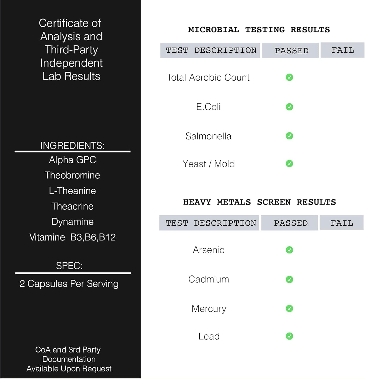Brain Booster Supplement with Alpha GPC, Natural Caffeine, Vitamins - Cognitive Health, Energy, Memory, Focus - 60 Capsules