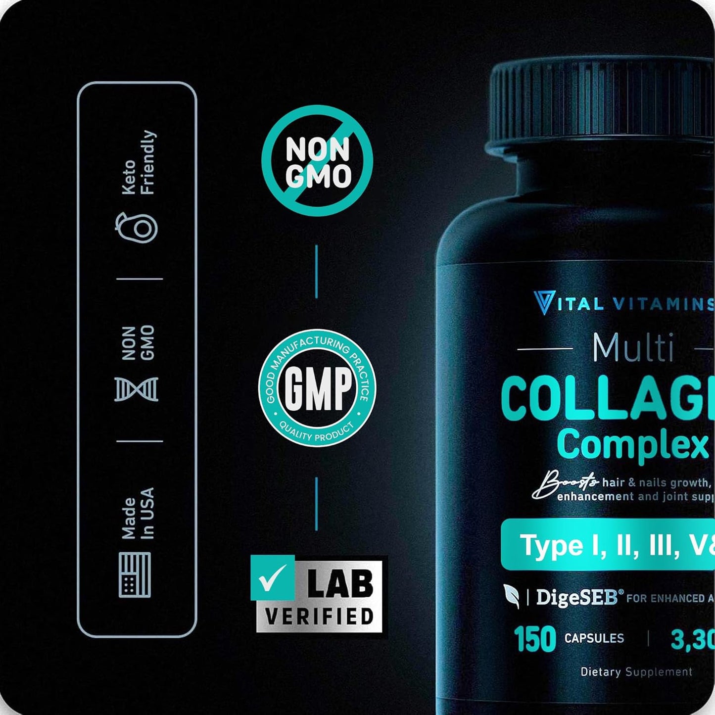 Brain Booster Vitamins with Multi Collagen Pills (180 ct) for Cognitive Health and Skin Support