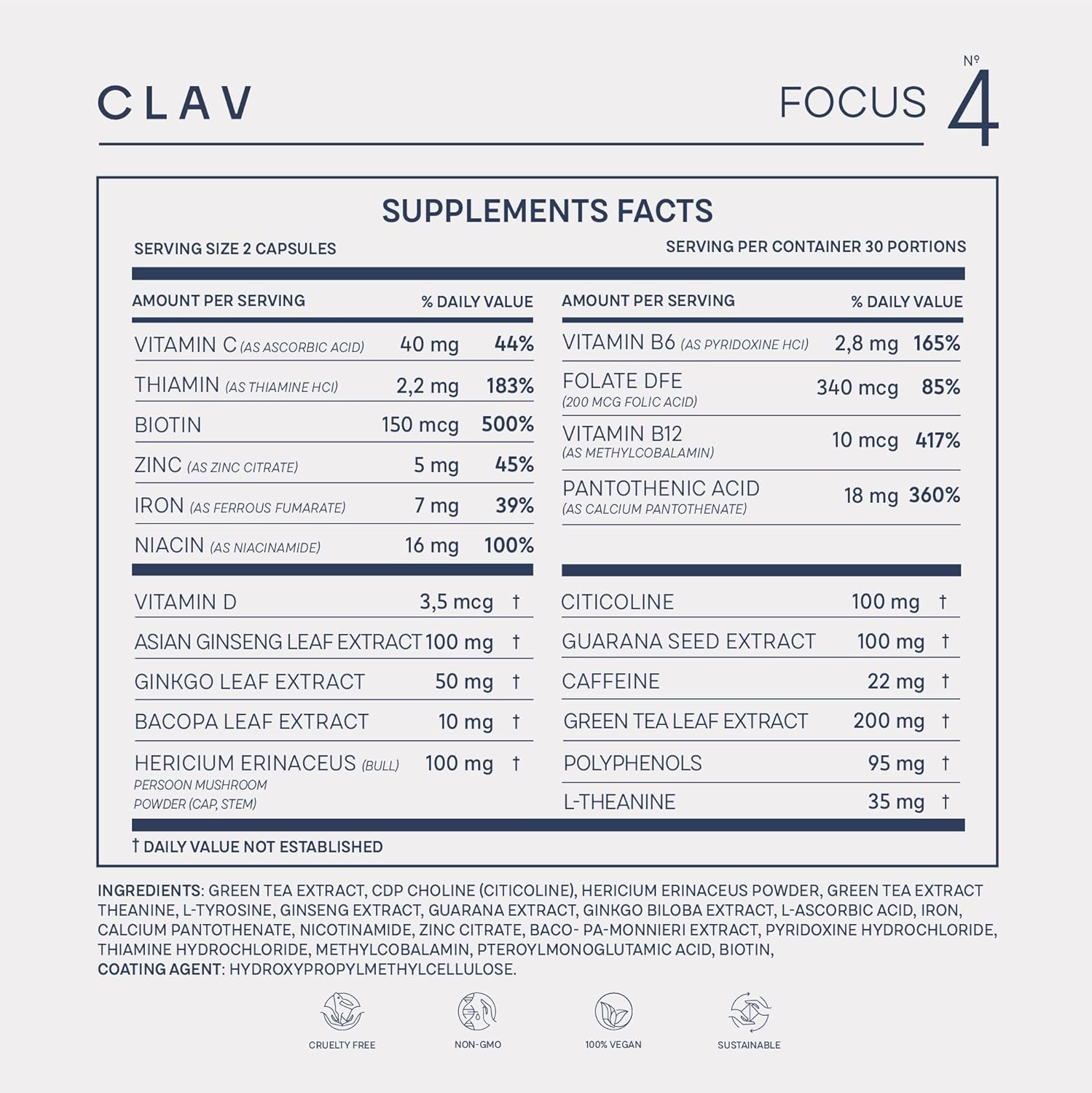 Brain Boosting Nootropic Supplement with Lions Mane, Bacopa Monnieri, Ginkgo - Memory & Focus Support - 60 Capsules