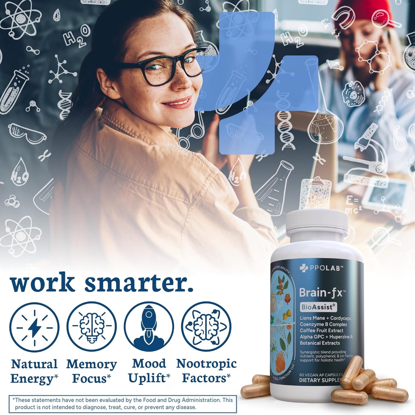 Brain-fx™ Nootropics Supplement with Lions Mane, L Theanine, and BDNF Factor for Memory and Focus Boost