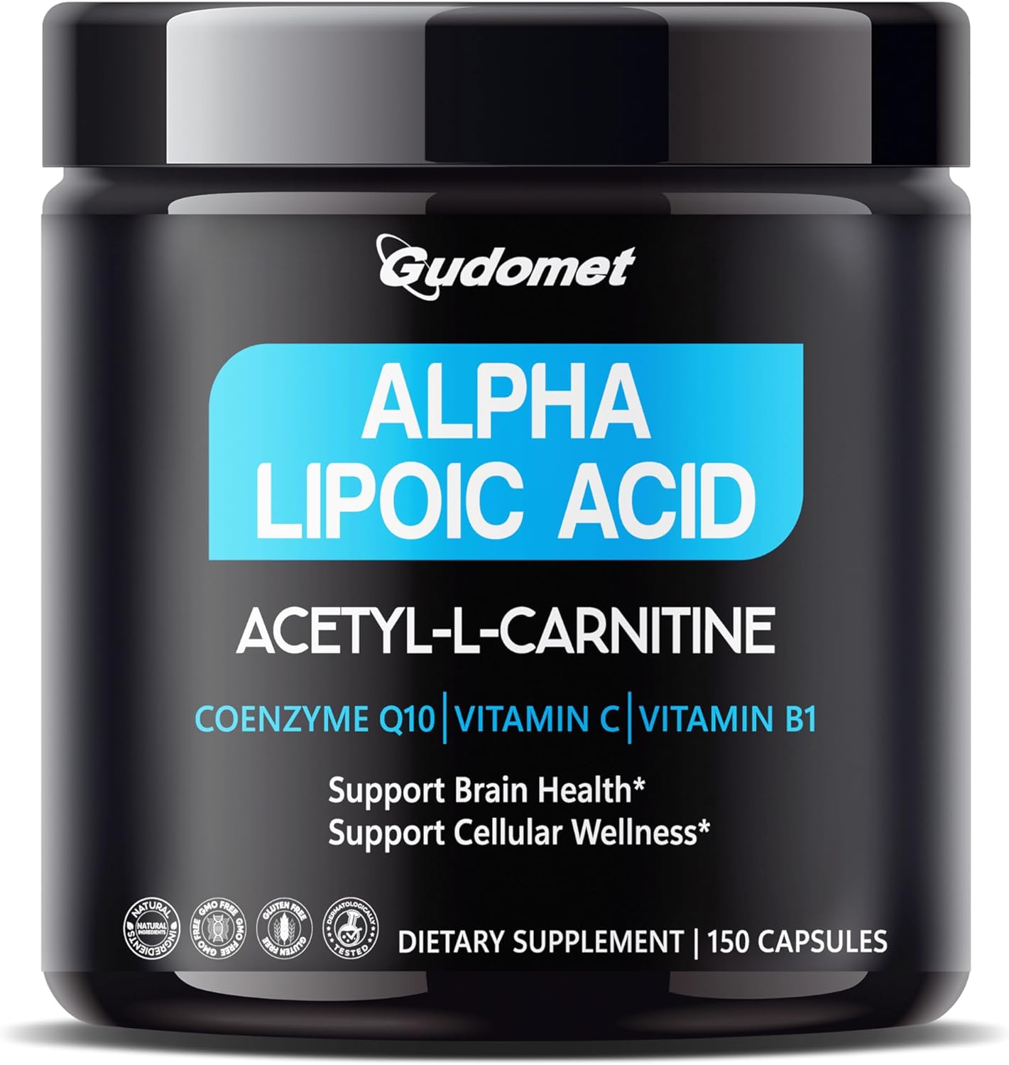 Brain Health and Antioxidant Defense Supplement - GUDOMET Ultra Alpha Lipoic Acid with CoQ10, Vitamin C & B1 - 150 Capsules, USA Made