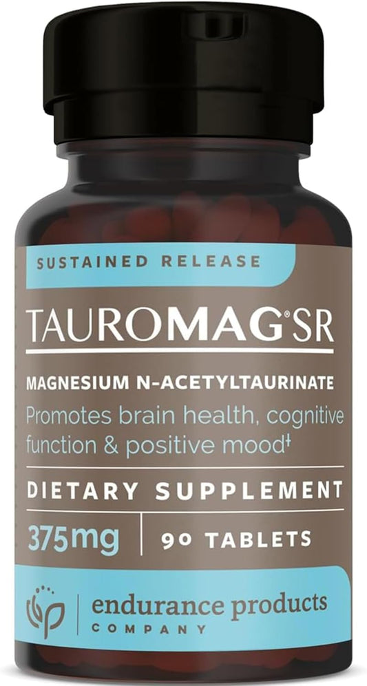 Brain Health and Cognitive Function Support with TauroMag-SR, Magnesium N-Acetyl Taurinate Memory Focus Supplement - 375mg, 90 Tablets
