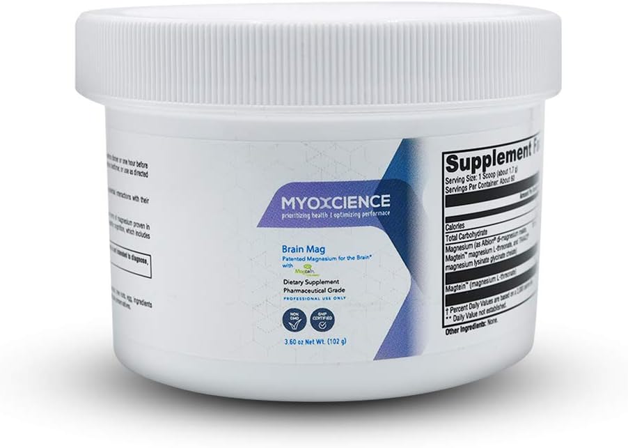 Brain Mag Magnesium L-Threonate & Glycinate Powder - Unflavored Supplement for Cognitive Health and Relaxation