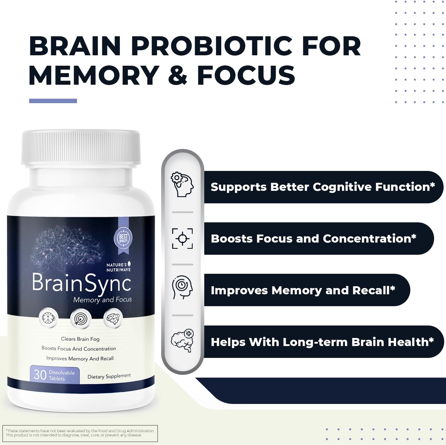 Brain Probiotics with 3.6 Billion CFU for Memory, Focus & Cognitive Health - 30 Tablets