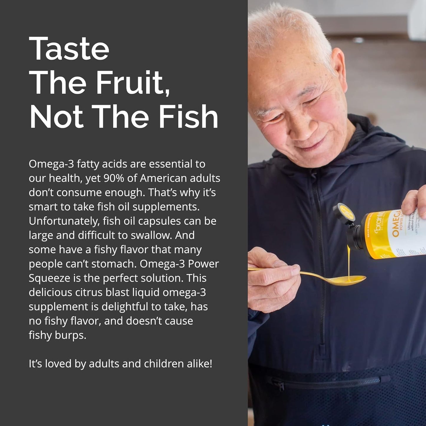 BRAINMD Dr Amen Omega-3 Citrus Blast Squeeze - 16.8 oz - Cardiovascular, Brain & Immune Support - Gluten Free - 30 Servings