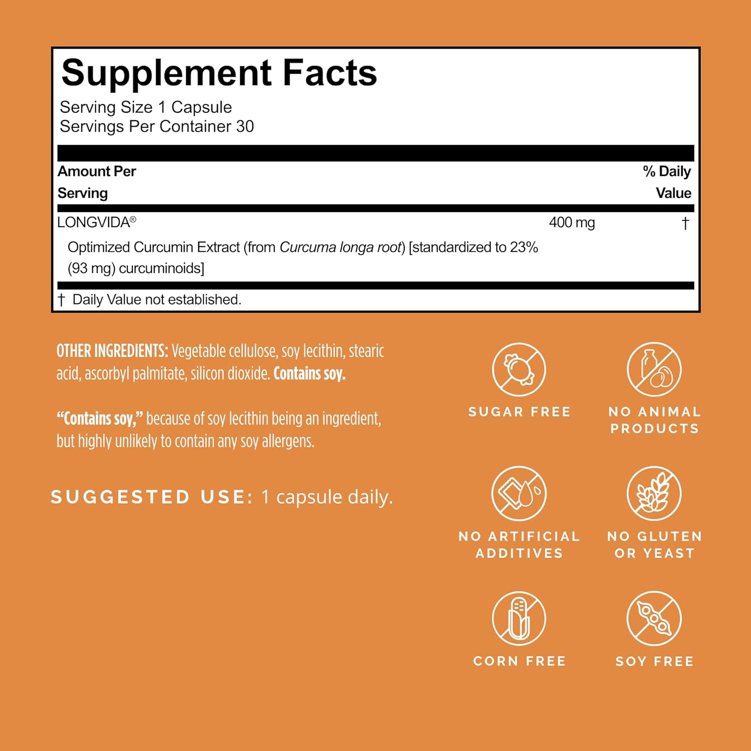 BRAINMD Longvida Curcumin Vegan Capsules - Gluten Free - 30 Servings