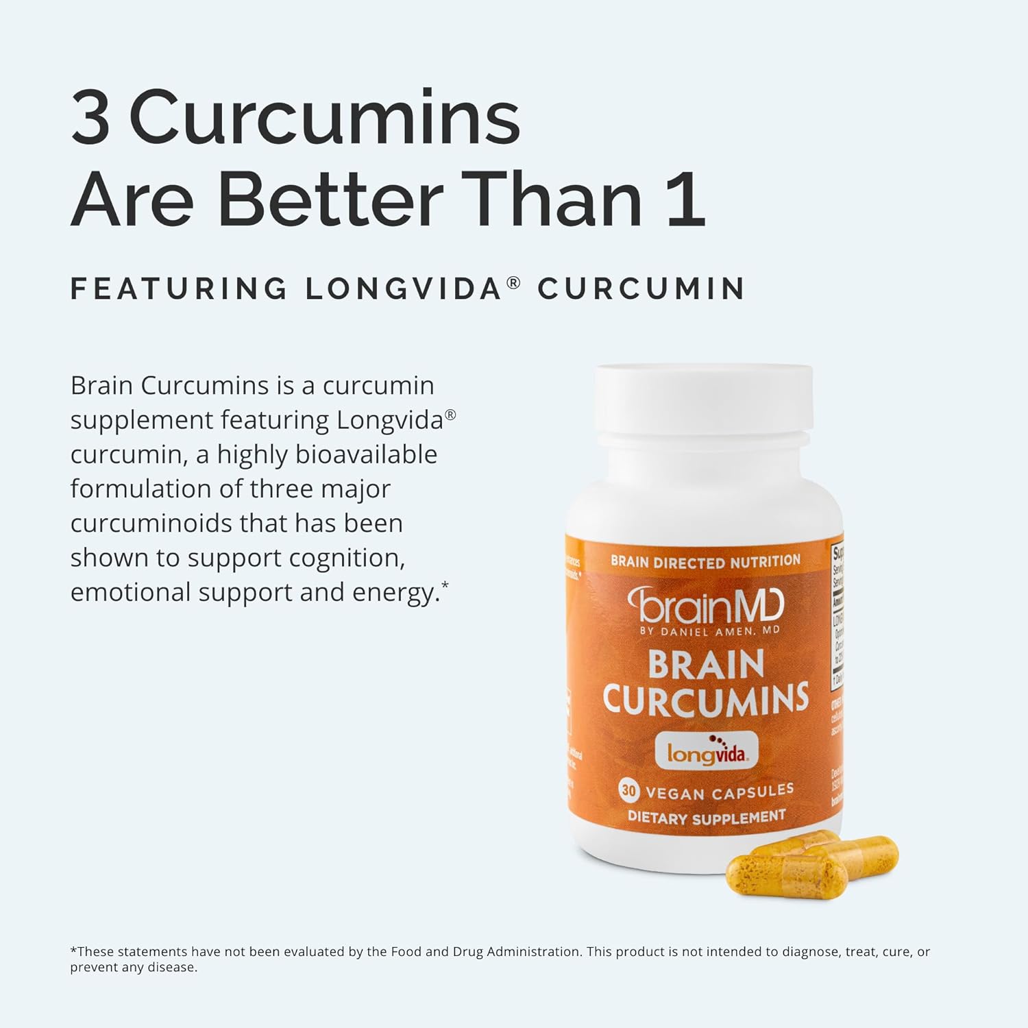 BRAINMD Longvida Curcumin Vegan Capsules - Gluten Free - 30 Servings