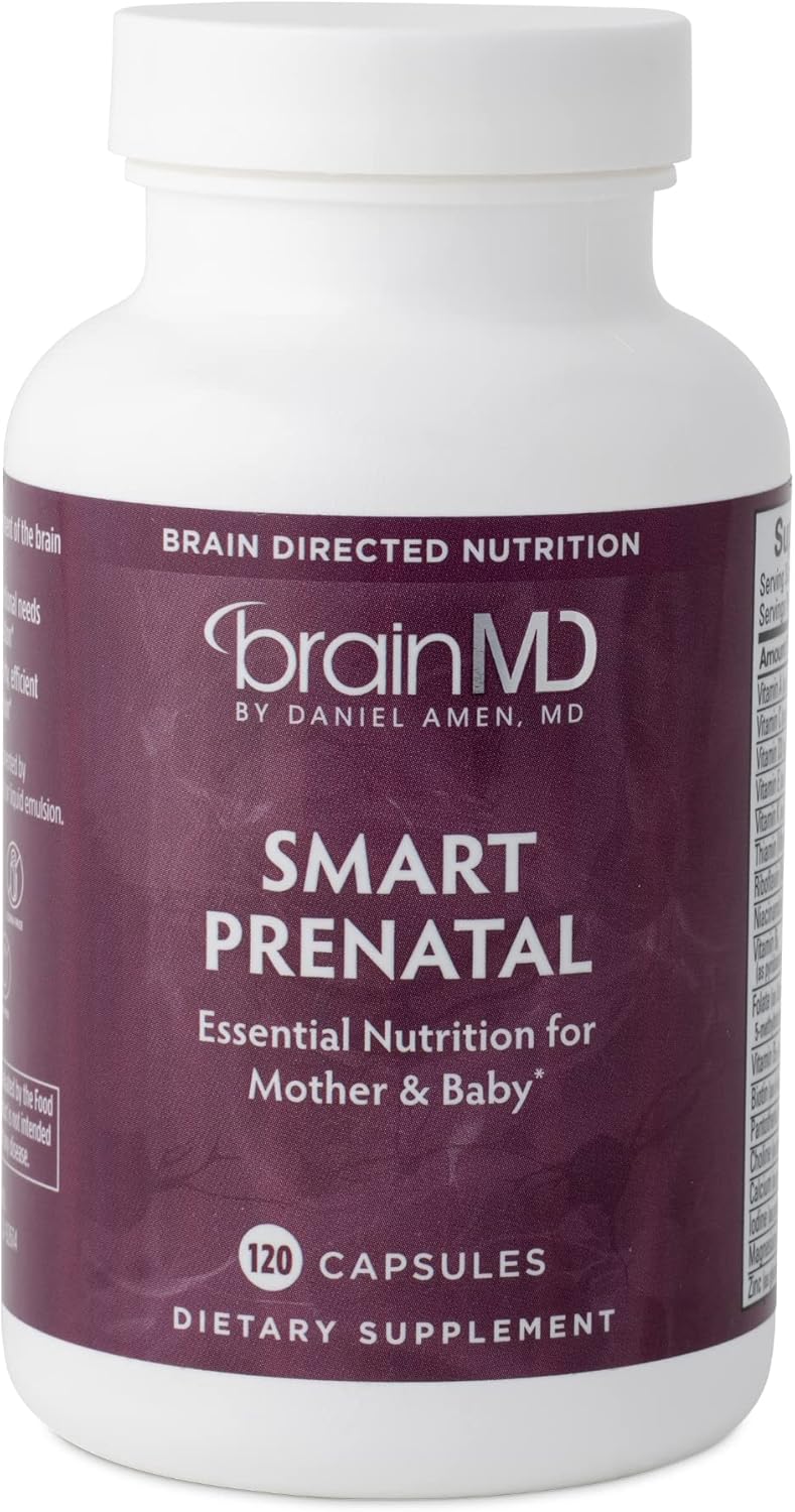 BrainMD Smart Prenatal Multivitamin - 120 Capsules - Supports Healthy Pregnancy & Baby Development - Gluten-Free - 30 Servings