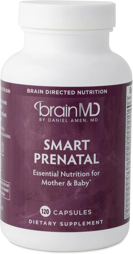 BrainMD Smart Prenatal Multivitamin - 120 Capsules - Supports Healthy Pregnancy & Baby Development - Gluten-Free - 30 Servings