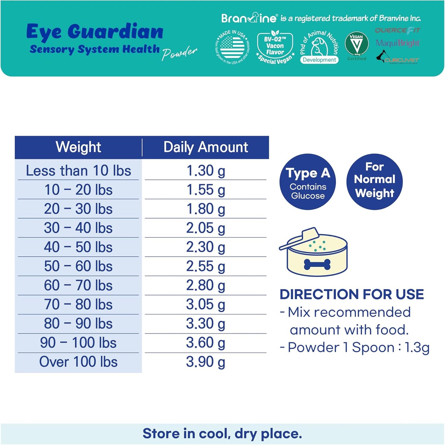 Branvine Eye Guardian for Pets - Promotes Eye Health, Reduces Tear Staining, Allergies, and Wounds (117g) with MaquiBright