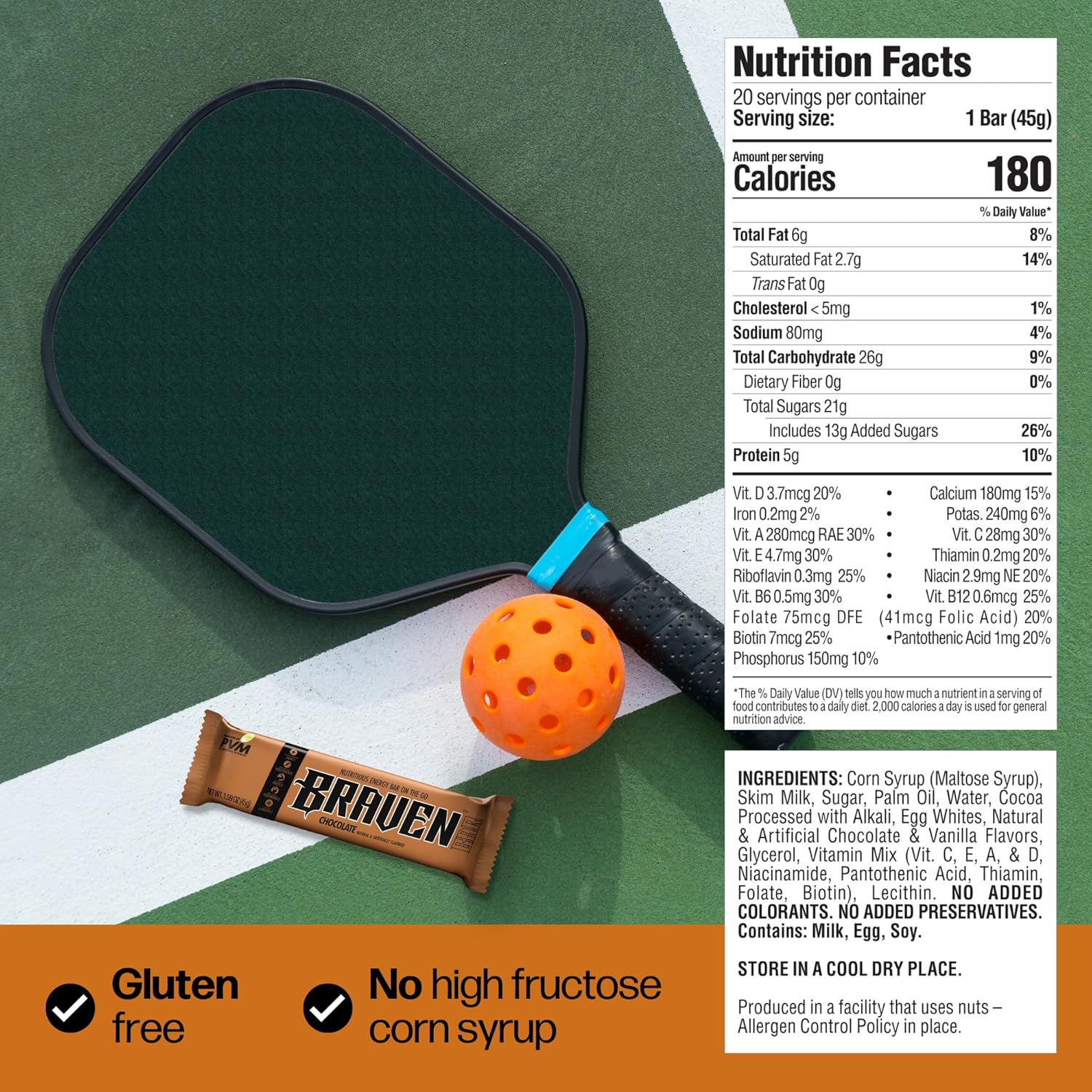 Braven Bar Chocolate Energy Bars - Pack of 10, 1.59 oz Energy Chews with 5g Protein - Gluten-Free On-the-Go Snacks for Running, Hiking, Sports