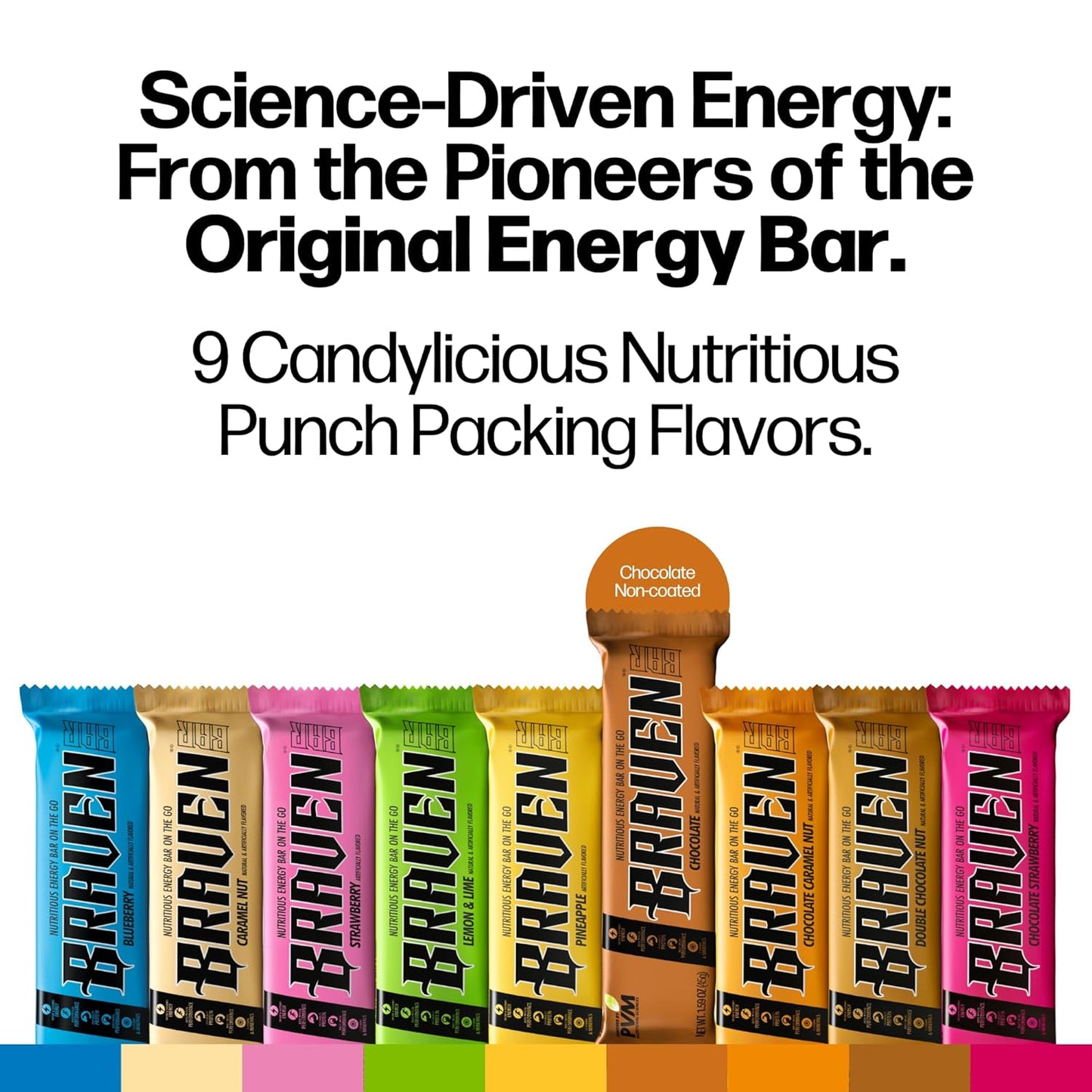 Braven Bar Chocolate Energy Bars - Pack of 10, 1.59 oz Energy Chews with 5g Protein - Gluten-Free On-the-Go Snacks for Running, Hiking, Sports