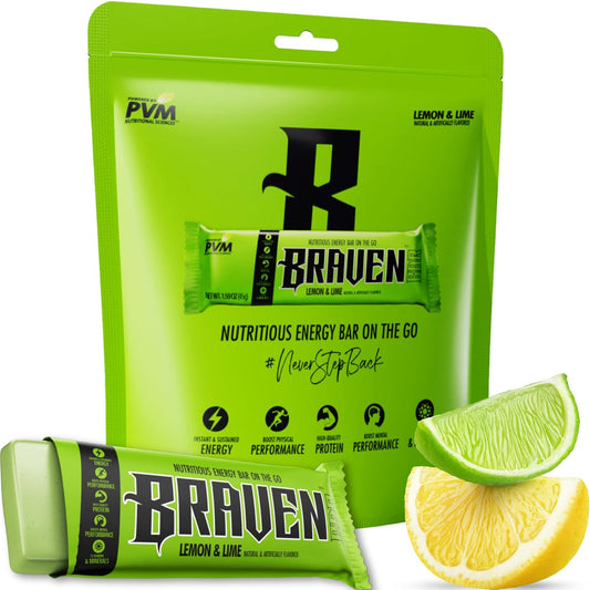 Braven Bar Lemon Lime Energy Chews: Pack of 10, 5g Protein, On-the-Go Snacks for Running, Hiking, Sports - Gluten Free Boost