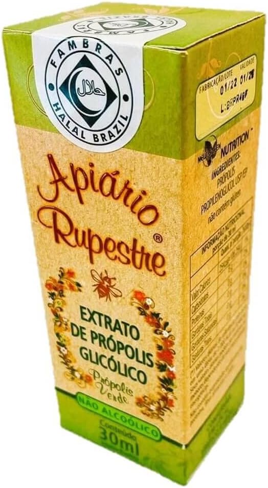Brazilian Green Bee Propolis Extract Non Alcoholic - 30 ml, from Apiario Rupestre - New Green Nutrition