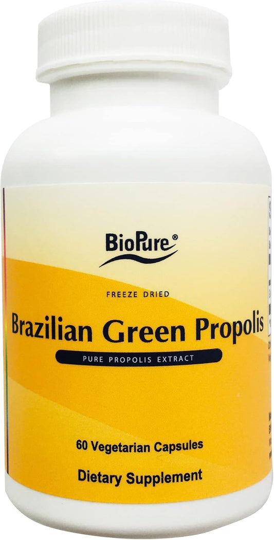 Brazilian Green Propolis Extract Capsules - Pure Freeze-Dried Propolis with Atrepillin-C & Phenols for Respiratory, GI, & Immune Support - 60 Count