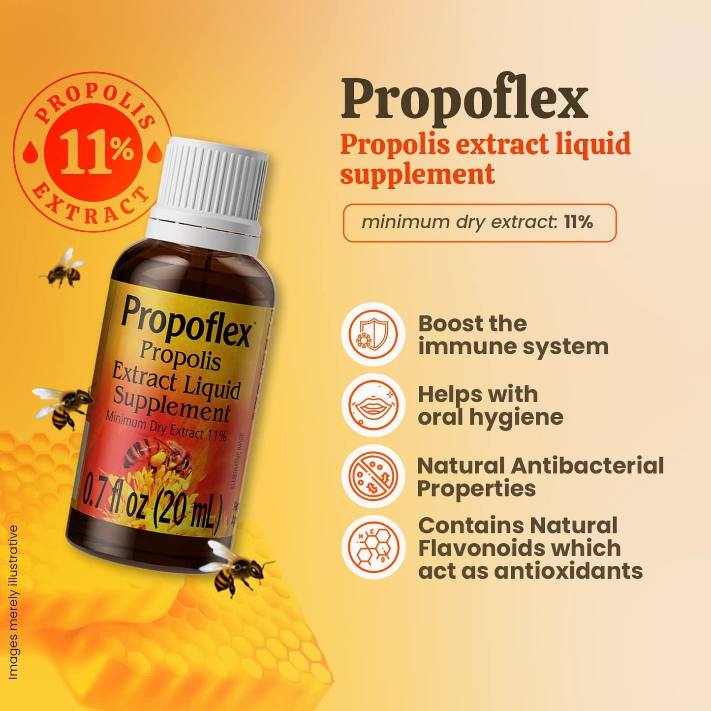 Brazilian Green Propolis Extract with 11% Dry Extract, High Artepillin-C Levels, Natural Antioxidant - 20ml Propolis Drops for Health & Wellness