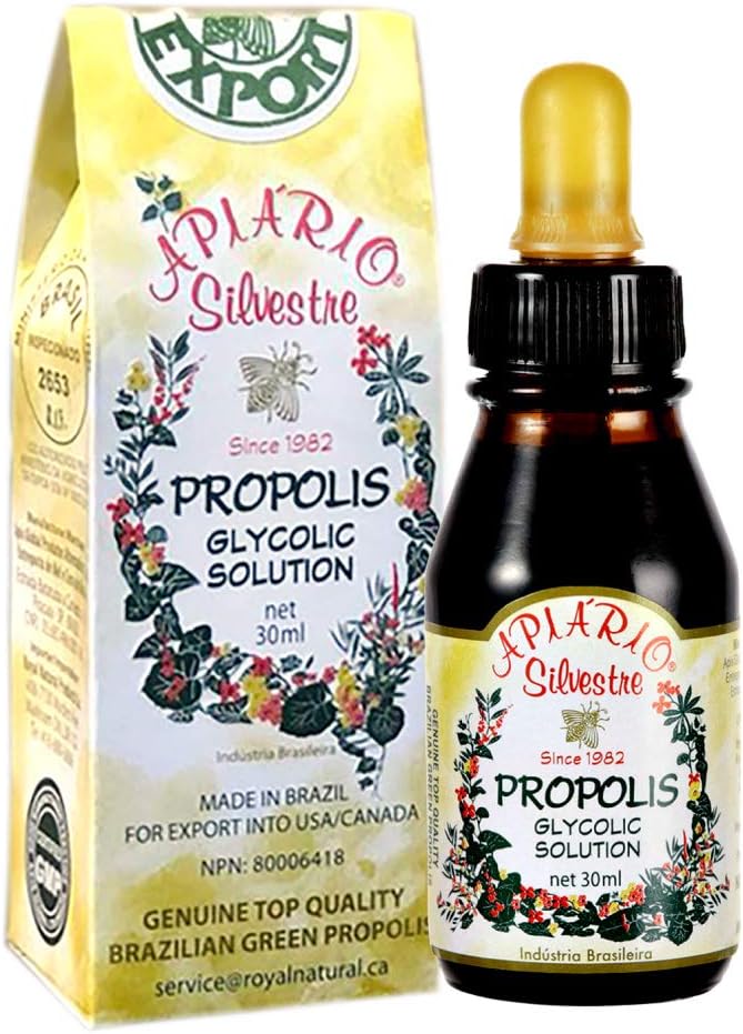 Brazilian Green Propolis Glycolic Extract: Immune Booster, Sore Throat Relief, Oral Care, Antioxidant, Cardio Health Support - Imported from São Paulo, Brazil - 1 Bottle