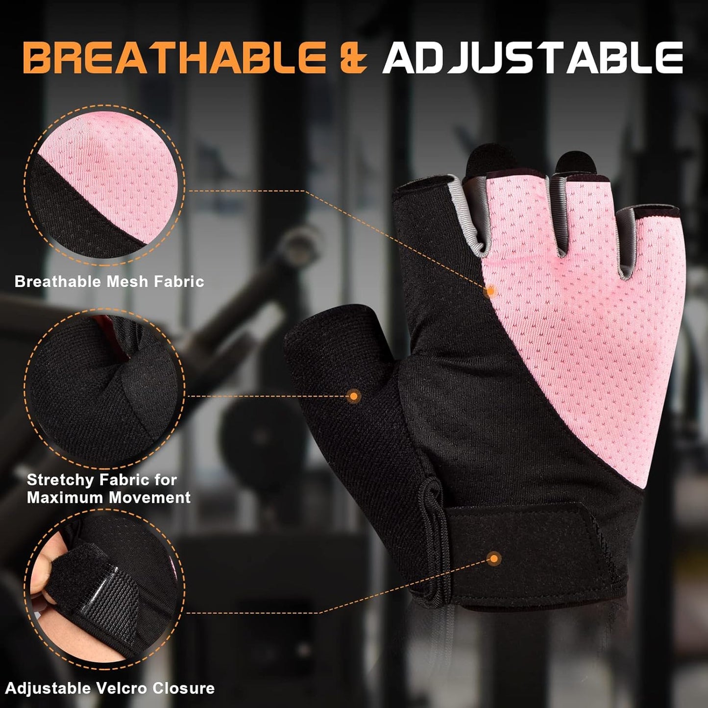 Breathable Fingerless Gym Gloves for Weightlifting, Training, and Cycling
