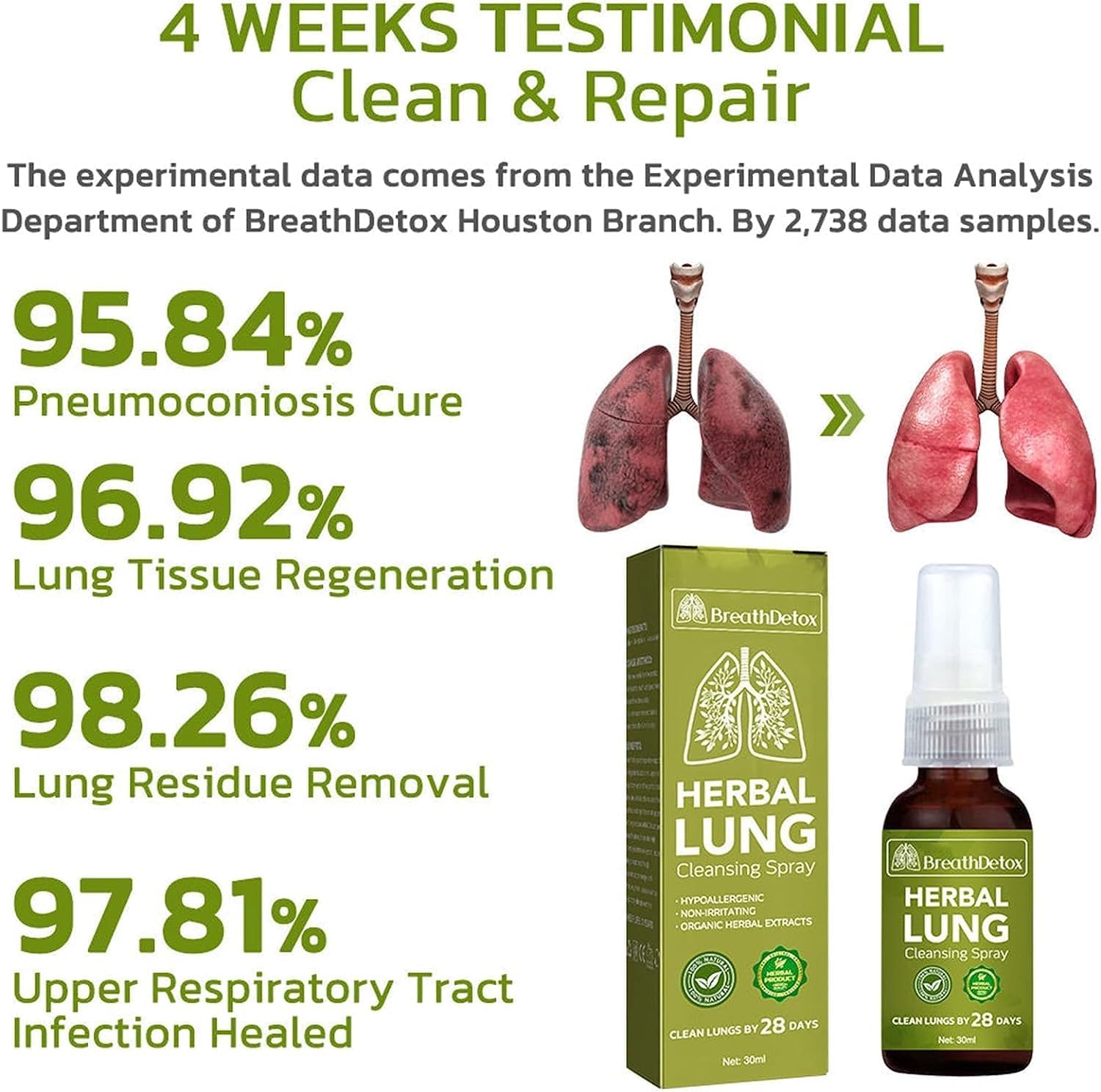 BreathDetox Herbal Lung Cleanse Spray - Powerful Lung Support (4 Pack)