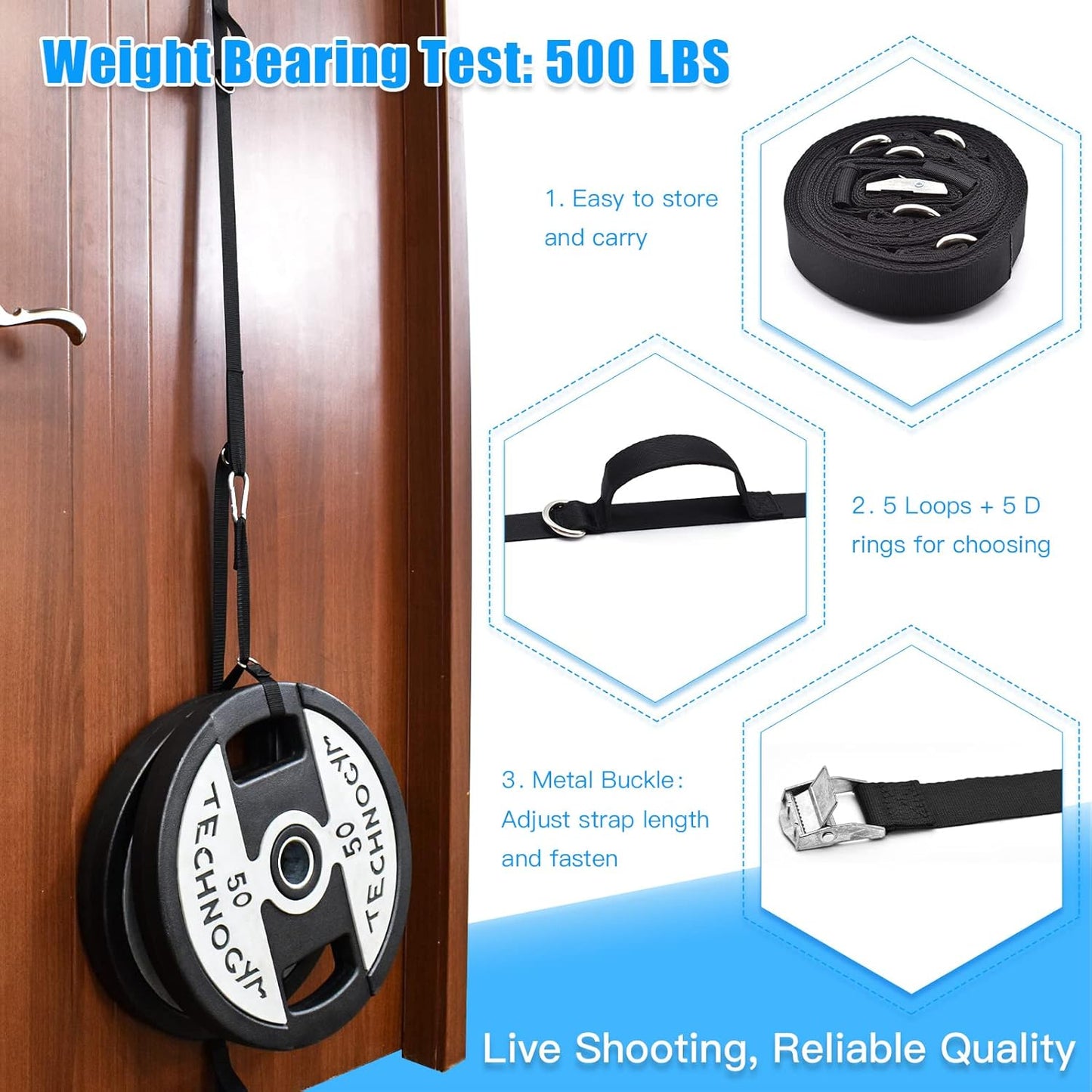 Brebebe Door Anchor Strap for Home Resistance Band Workouts, Multi-Point Gym Attachment, Easy Installation, No Punching or Nailing