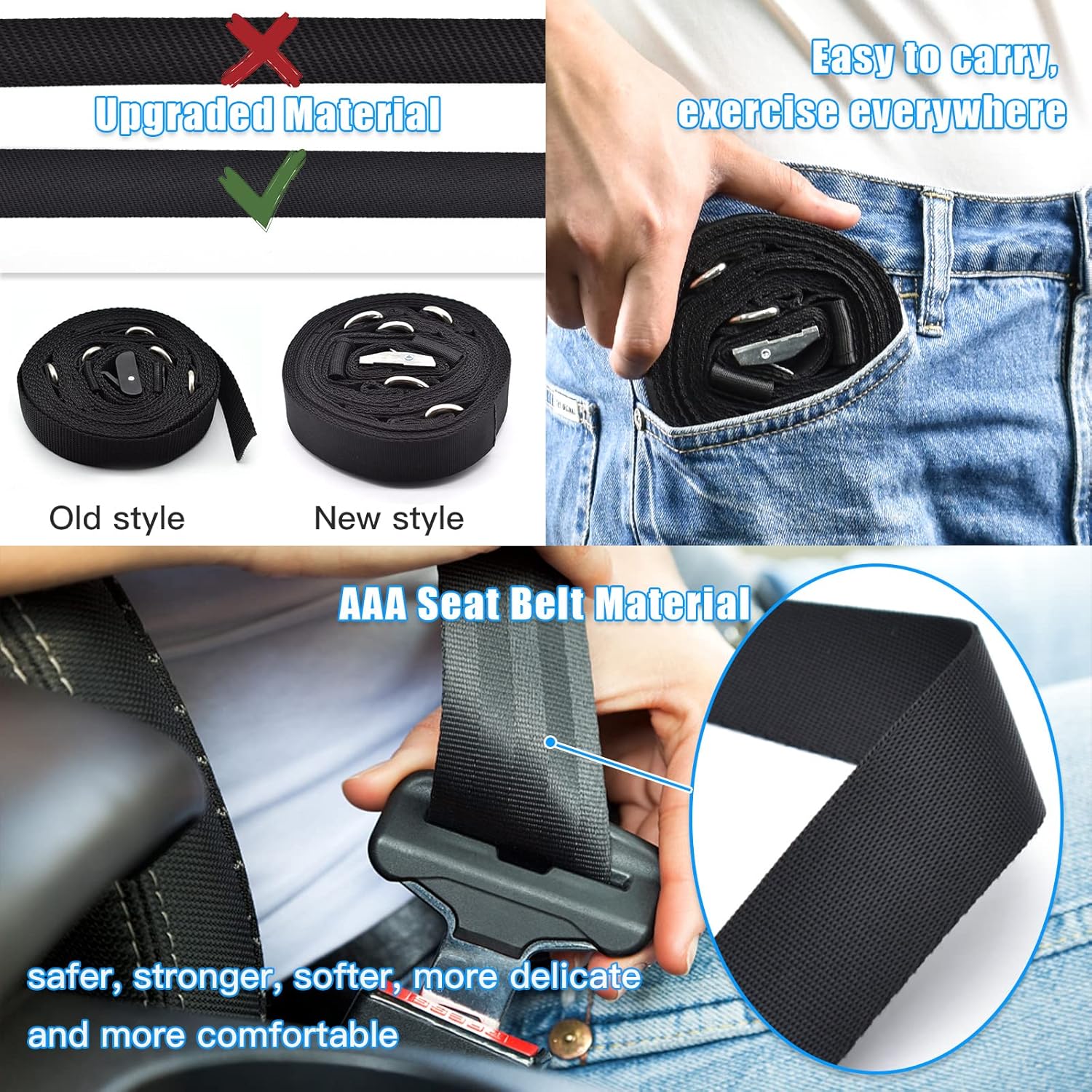 Brebebe Door Anchor Strap for Home Resistance Band Workouts, Multi-Point Gym Attachment, Easy Installation, No Punching or Nailing