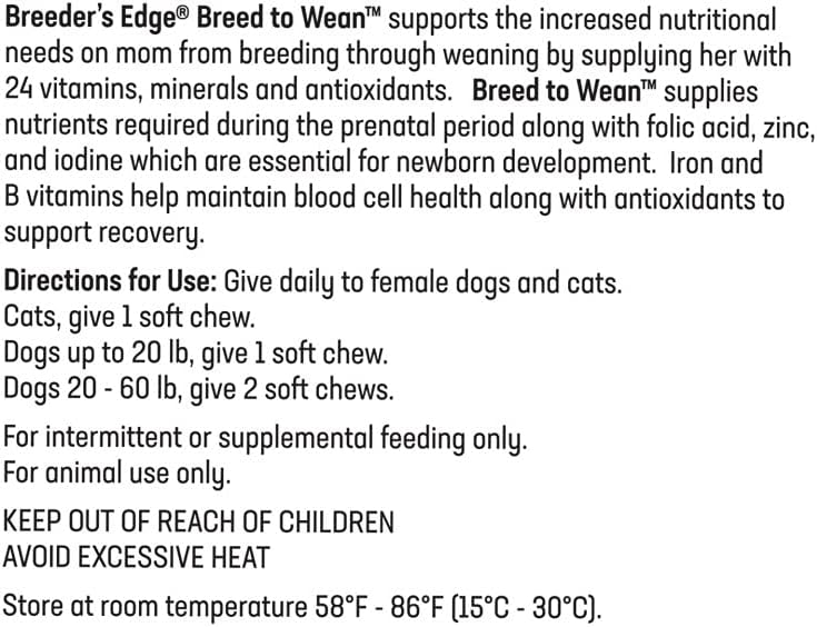 Breeder's Edge Breed to Wean Pre/Postnatal Vitamin for Cats/Small Dogs - 400 Count by Revival Animal Health
