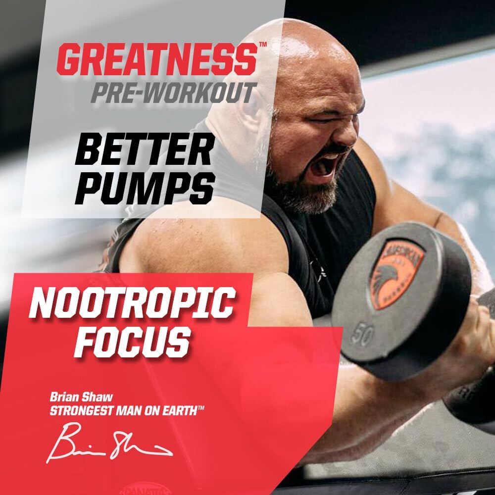 Brian Shaw's Undefined Nutrition Pre-Workout - Enhance Pumps, Energy, Focus & Strength with Citrulline Malate & Beta Alanine (Blue Razz, 30 Servings)