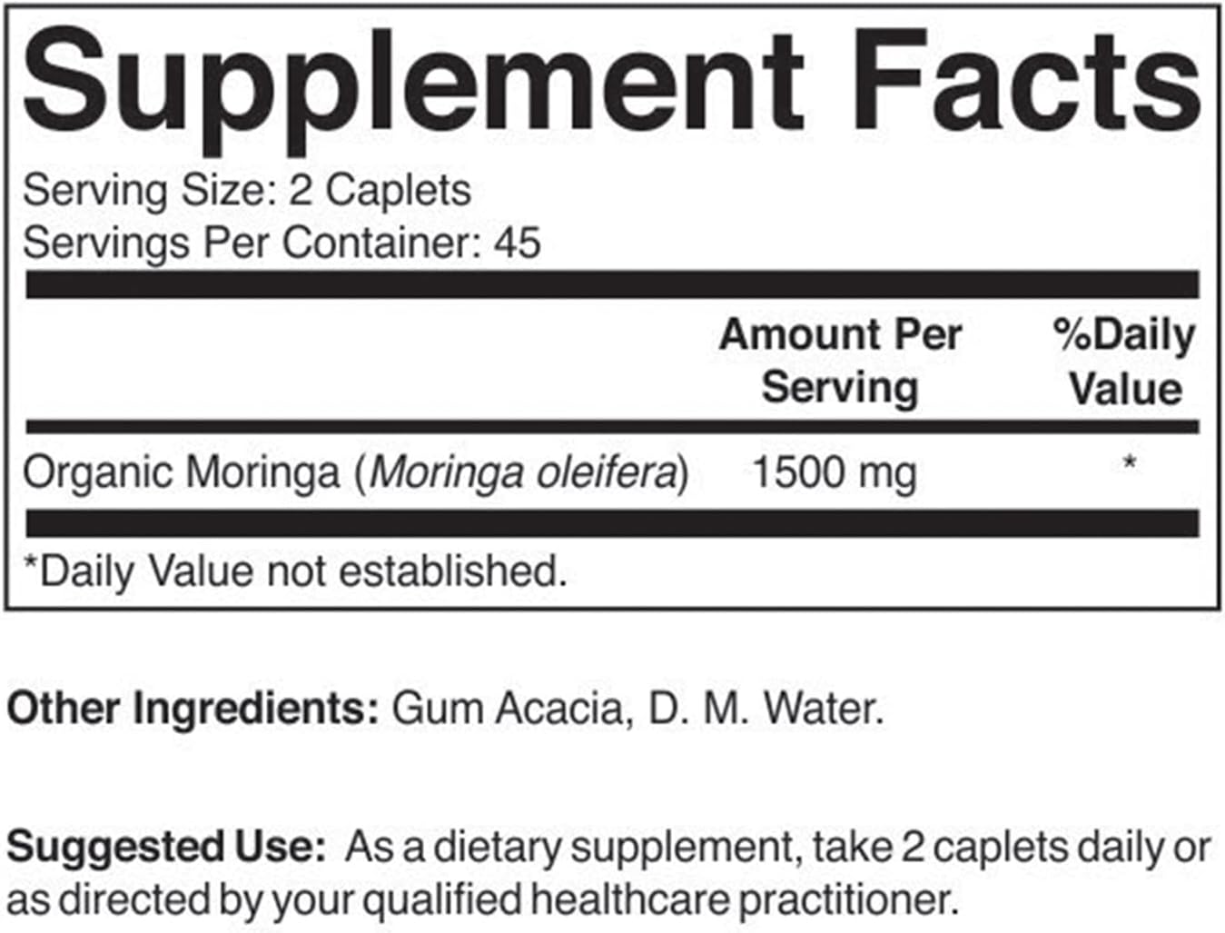 Brieofood Organic Moringa 1500mg: 45 Servings, Vegetarian Tablets, Gluten-Free