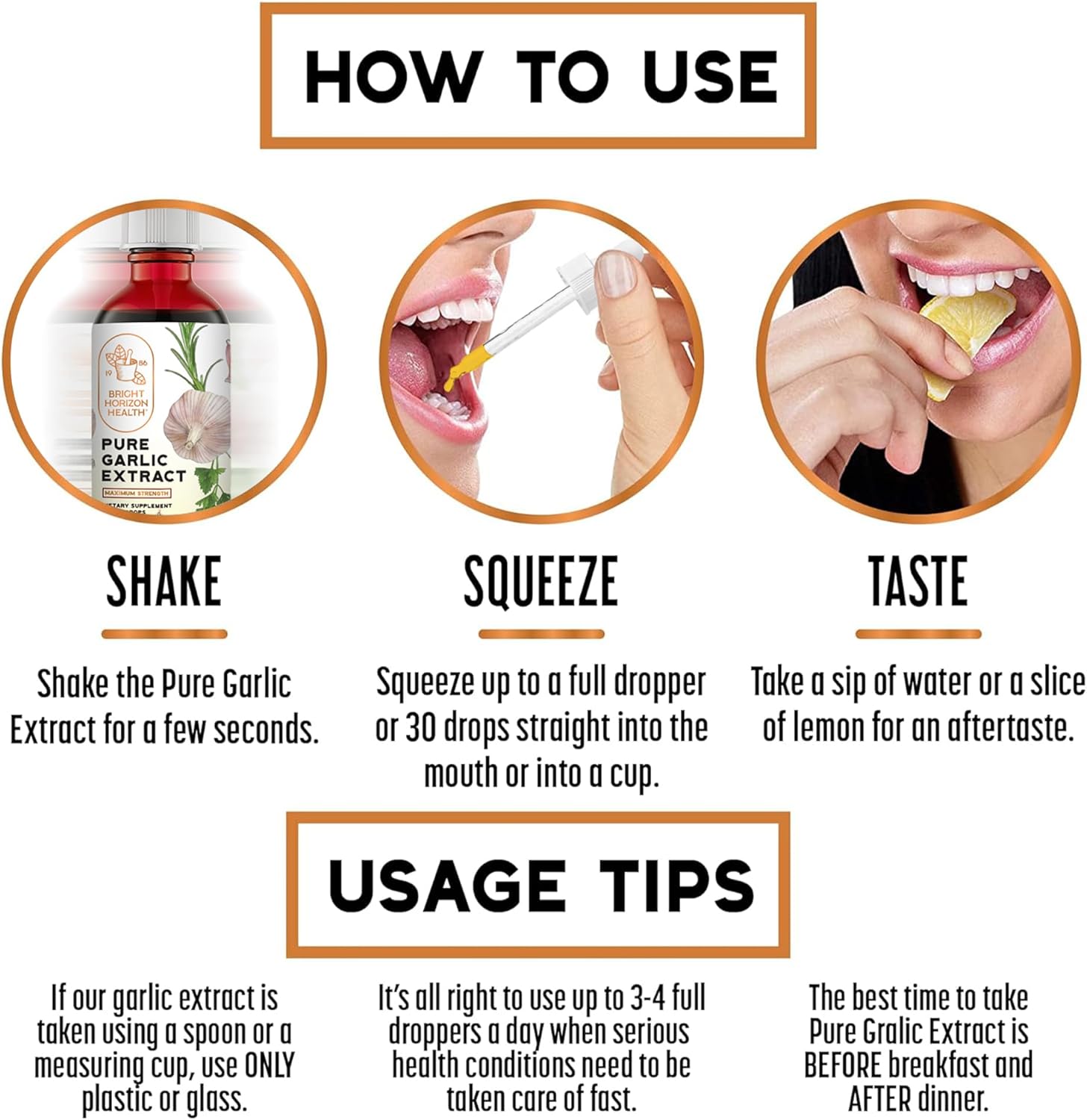 Bright Horizon Health Allicin-Rich Pure Garlic Extract - Alcohol-Free, 11X Strength Immune Support Supplement - Vegan Liquid Form - 1 fl.oz