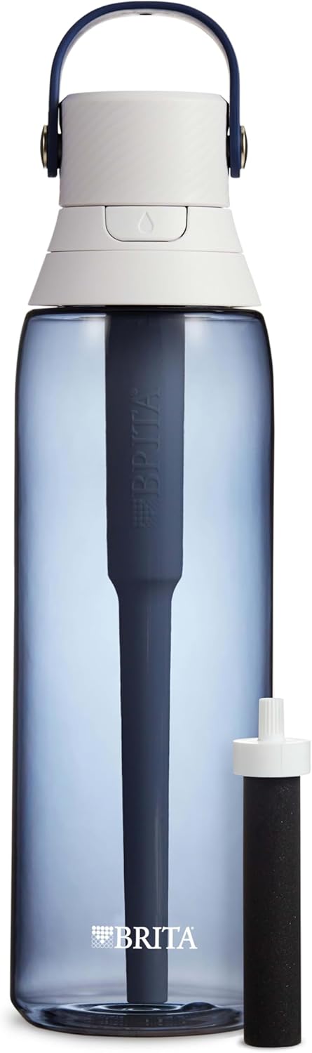 Brita BPA-Free Hard-Sided Plastic Water Bottle, Reusable, Filters 40 Gallons, Night Sky - 26 oz