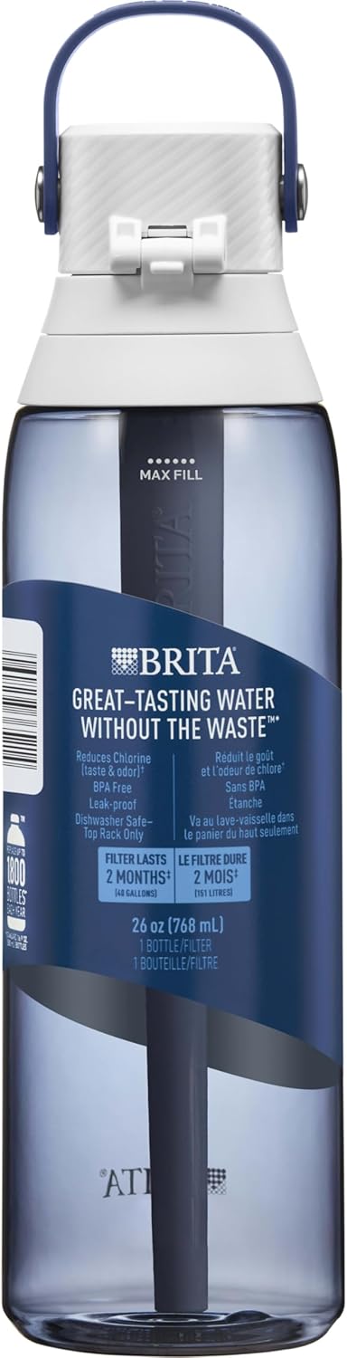 Brita BPA-Free Hard-Sided Plastic Water Bottle, Reusable, Filters 40 Gallons, Night Sky - 26 oz