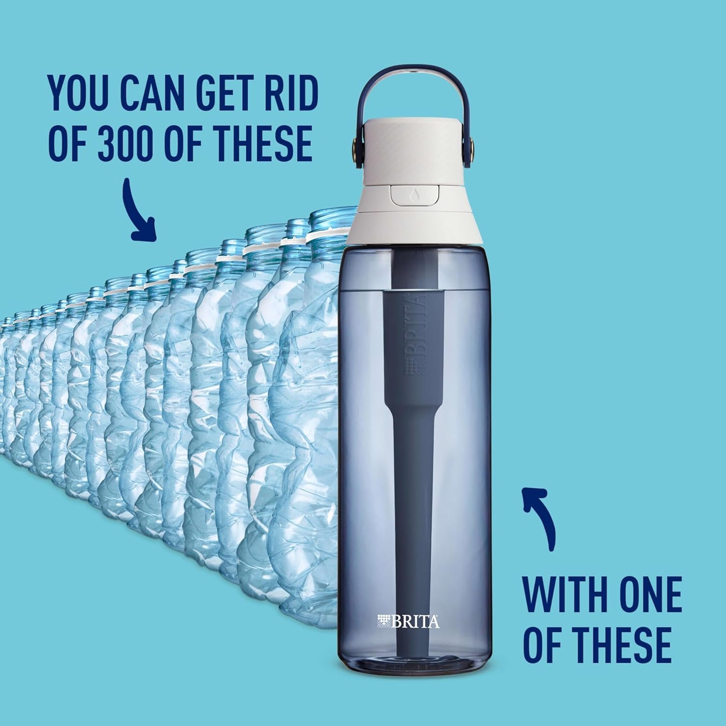 Brita BPA-Free Hard-Sided Plastic Water Bottle, Reusable, Filters 40 Gallons, Night Sky - 26 oz