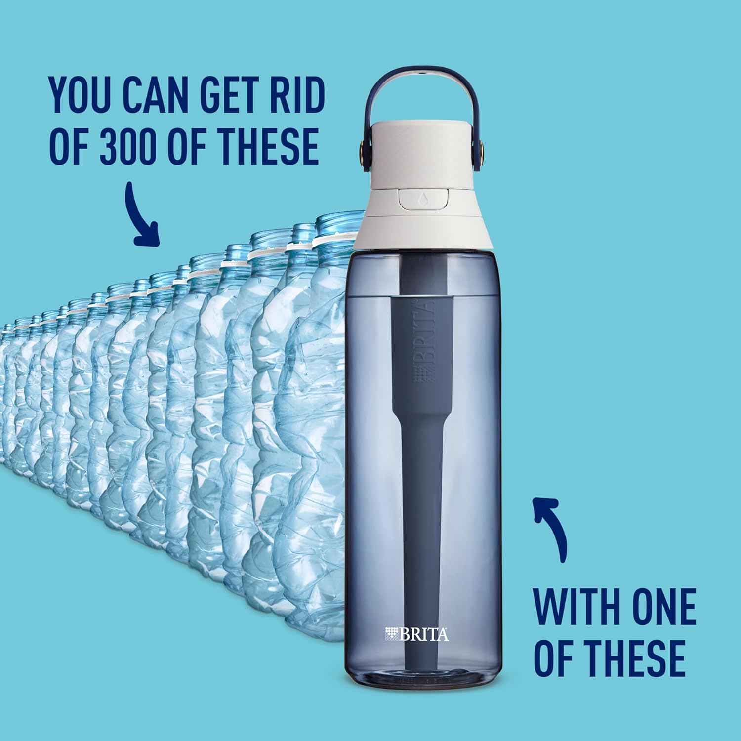 Brita BPA-Free Hard-Sided Plastic Water Bottle, Reusable, Filters 40 Gallons, Night Sky - 26 oz