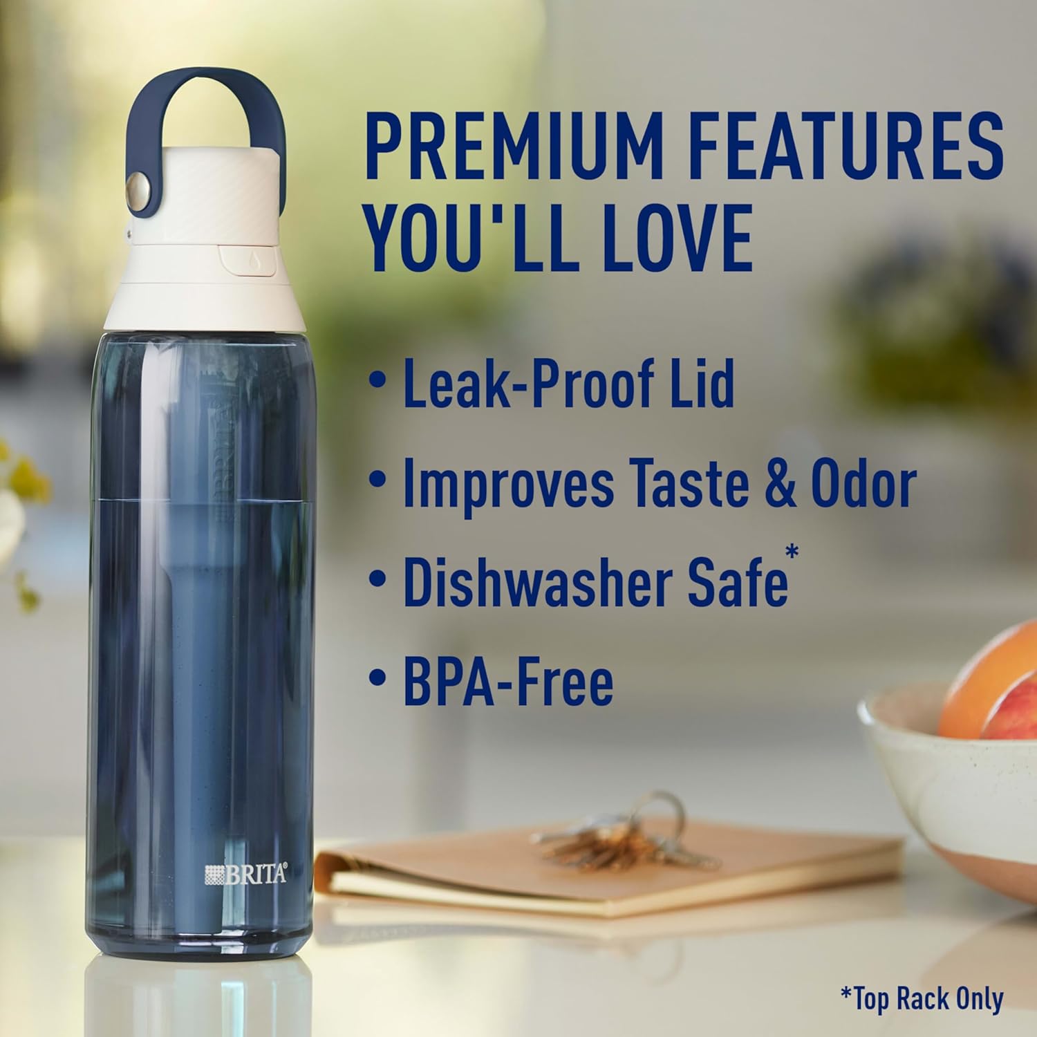 Brita BPA-Free Hard-Sided Plastic Water Bottle, Reusable, Filters 40 Gallons, Night Sky - 26 oz