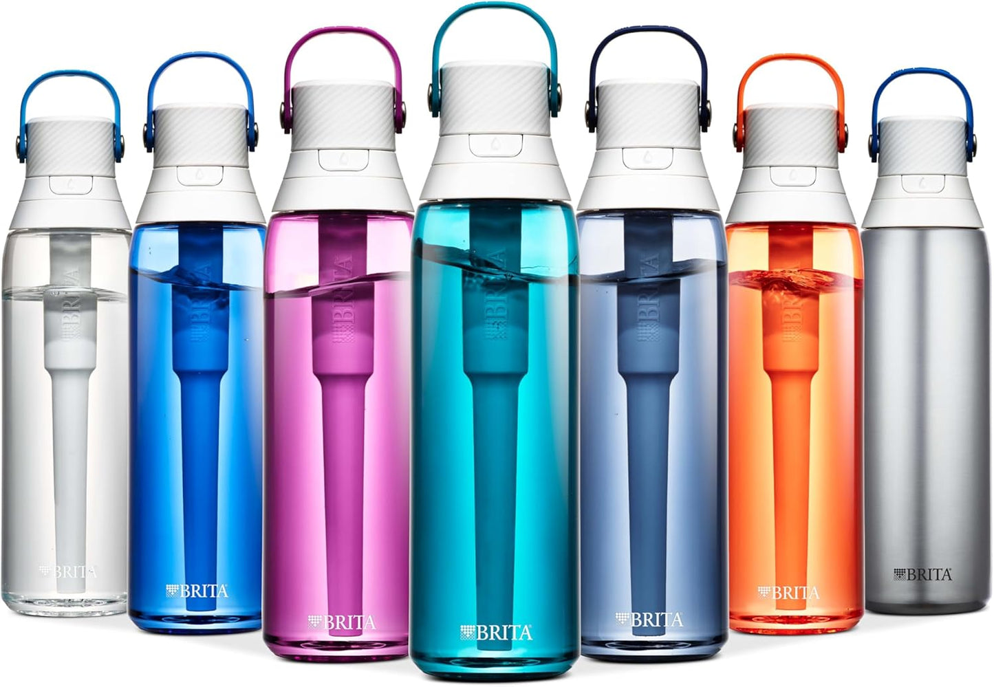 Brita BPA-Free Hard-Sided Plastic Water Bottle, Reusable, Filters 40 Gallons, Night Sky - 26 oz