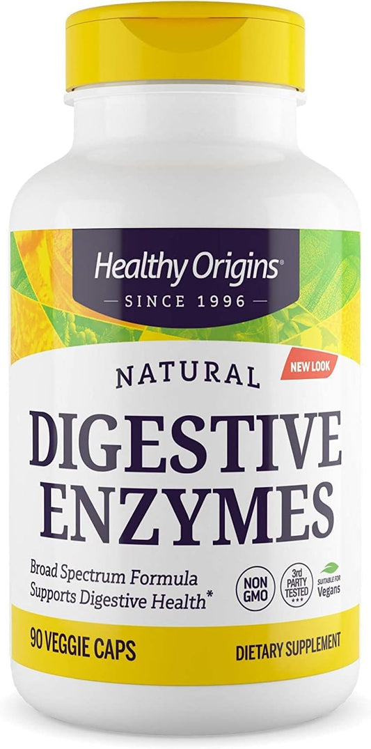 Broad Spectrum Digestive Enzymes Supplement - Gluten-Free Gut Health - 90 Veggie Capsules