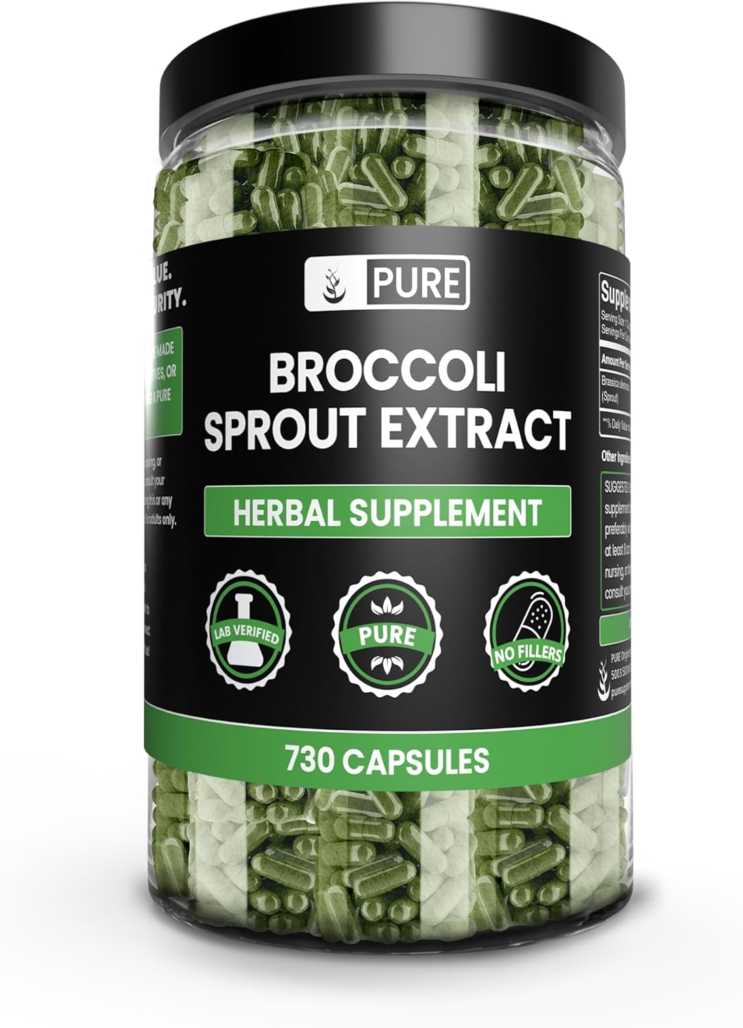 Broccoli Extract Capsules - 730 Count, Pure Ingredients, No Magnesium or Rice Fillers, Lab Verified
