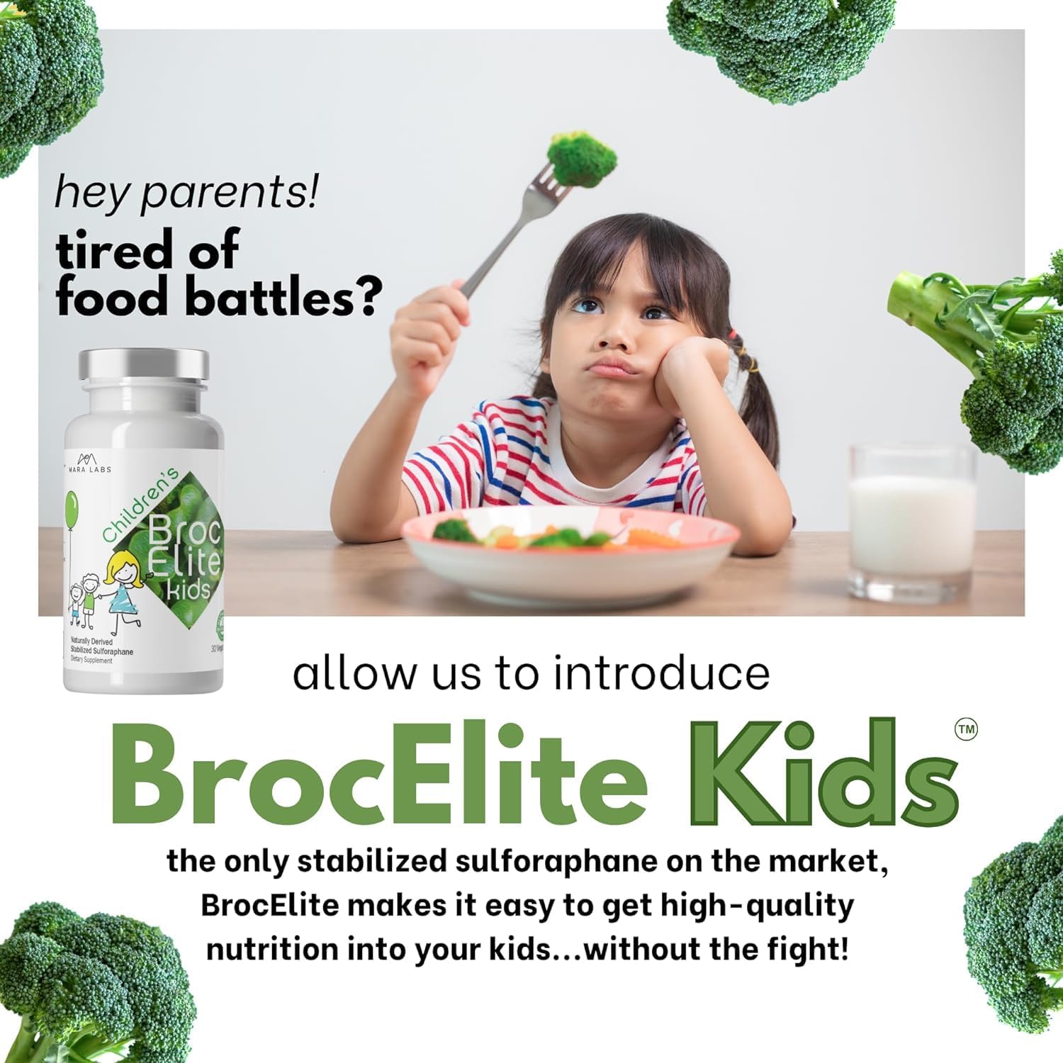 BrocElite Kids 60 with Mara Labs Plus - 30 Servings - Immune Support for Children