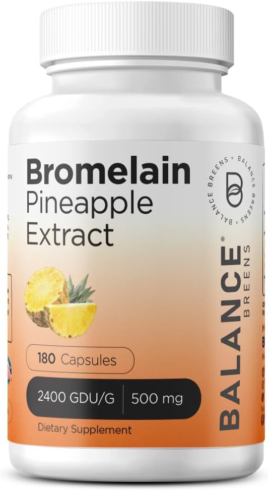 Bromelain 500mg and Zinc 50mg Capsules for Balance Breens - 180 Capsules Combo Pack