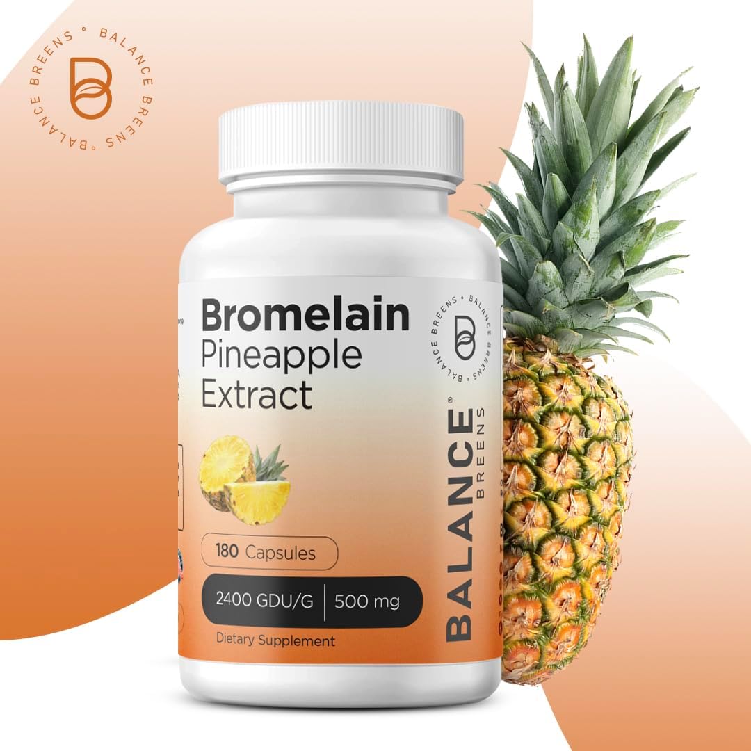 Bromelain 500mg with Vitamin D3 50,000 IU Combo - 180 Capsules for Balance Breens