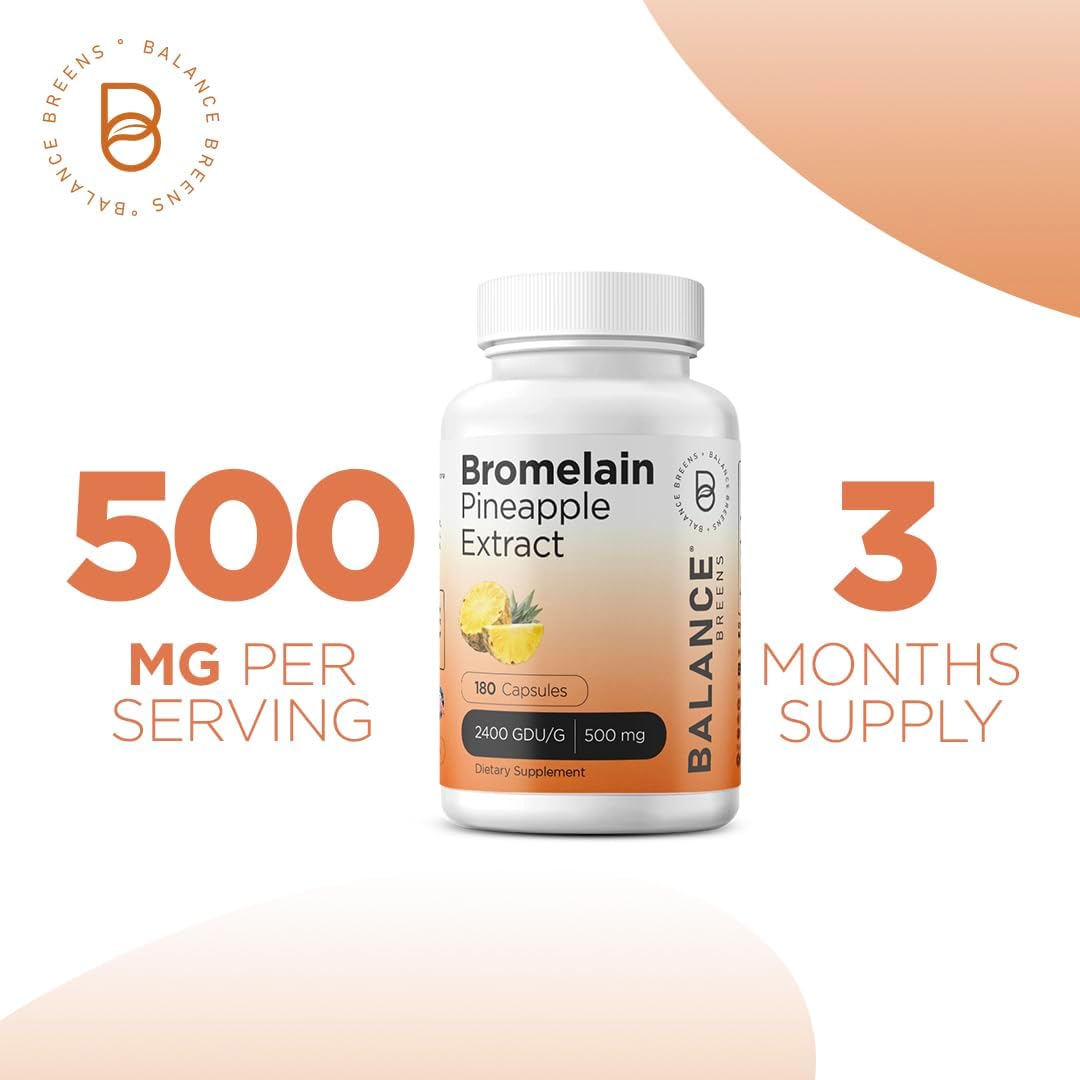 Bromelain 500mg with Vitamin D3 50,000 IU Combo - 180 Capsules for Balance Breens