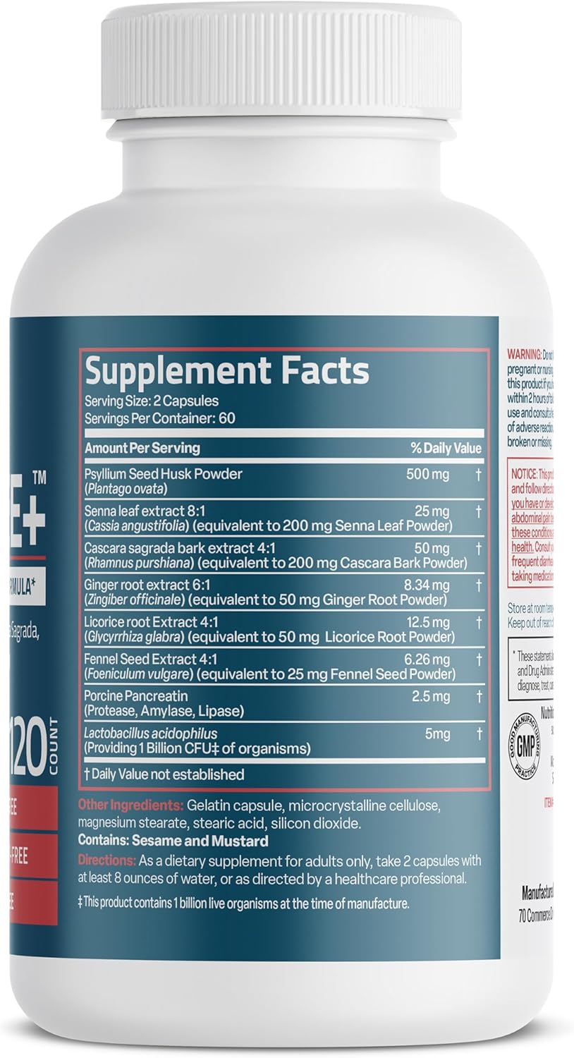 Bronson Advance Colon Cleanse Premium Detox Formula with Psyllium Husk, Senna Leaf, Ginger Root - Non-GMO, 120 Capsules