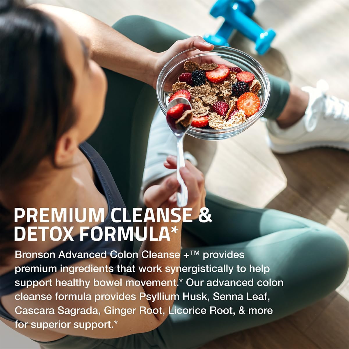 Bronson Advanced Colon Cleanse Premium Detox Formula with Psyllium Husk, Senna Leaf, Cascara Sagrada, Ginger Root, Licorice Root - Non-GMO, 60 Capsules